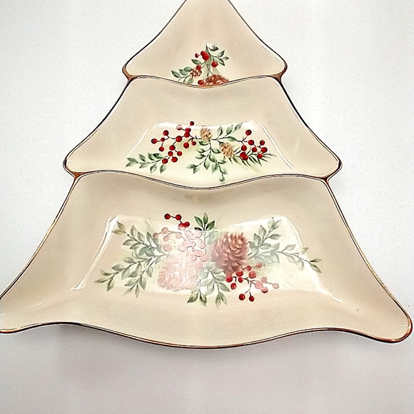 Lenox divided serving tray. Boxwood pine pattern. Great for Olives, pickles. - Picture 11 of 11